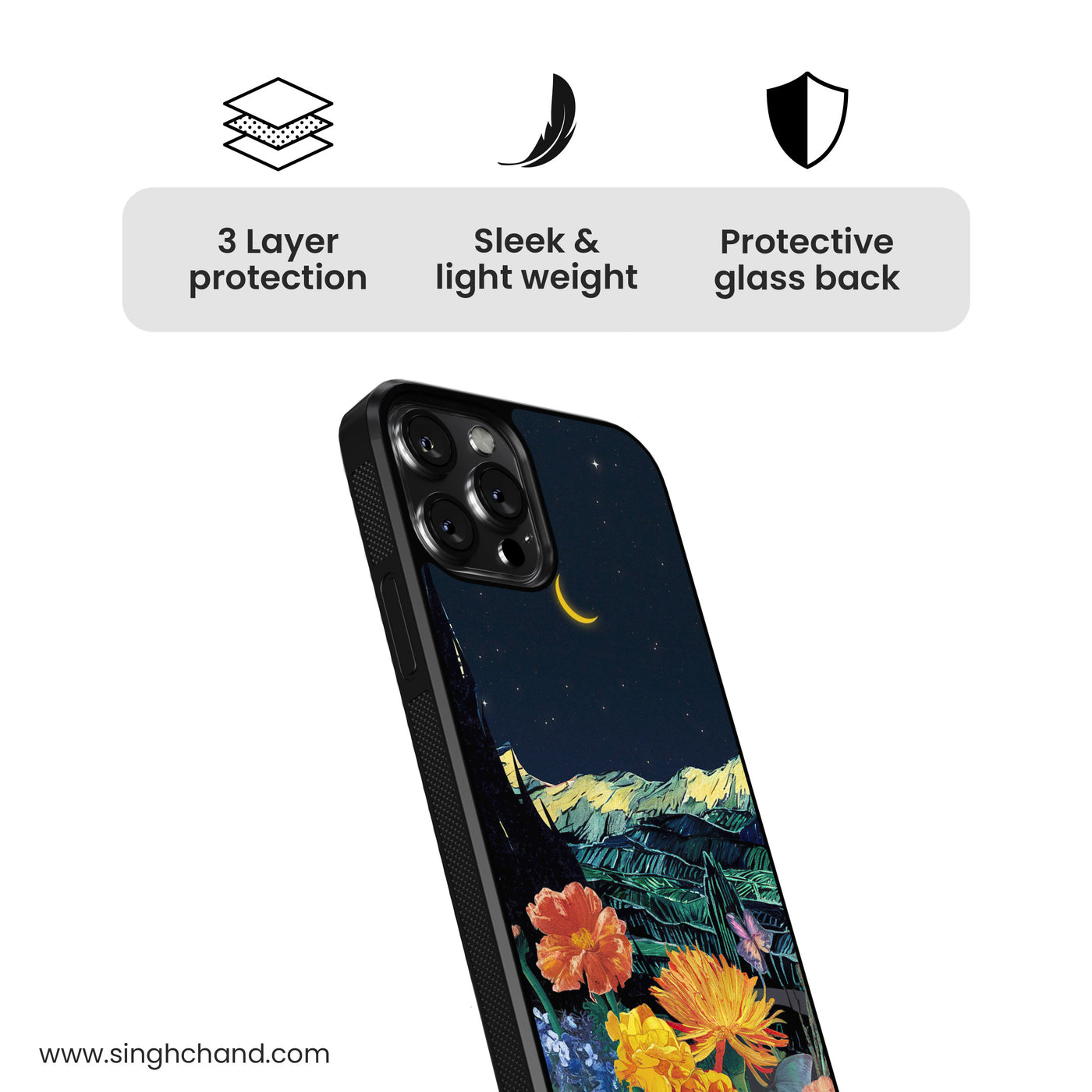 Crescent Moon Glass Phone Case