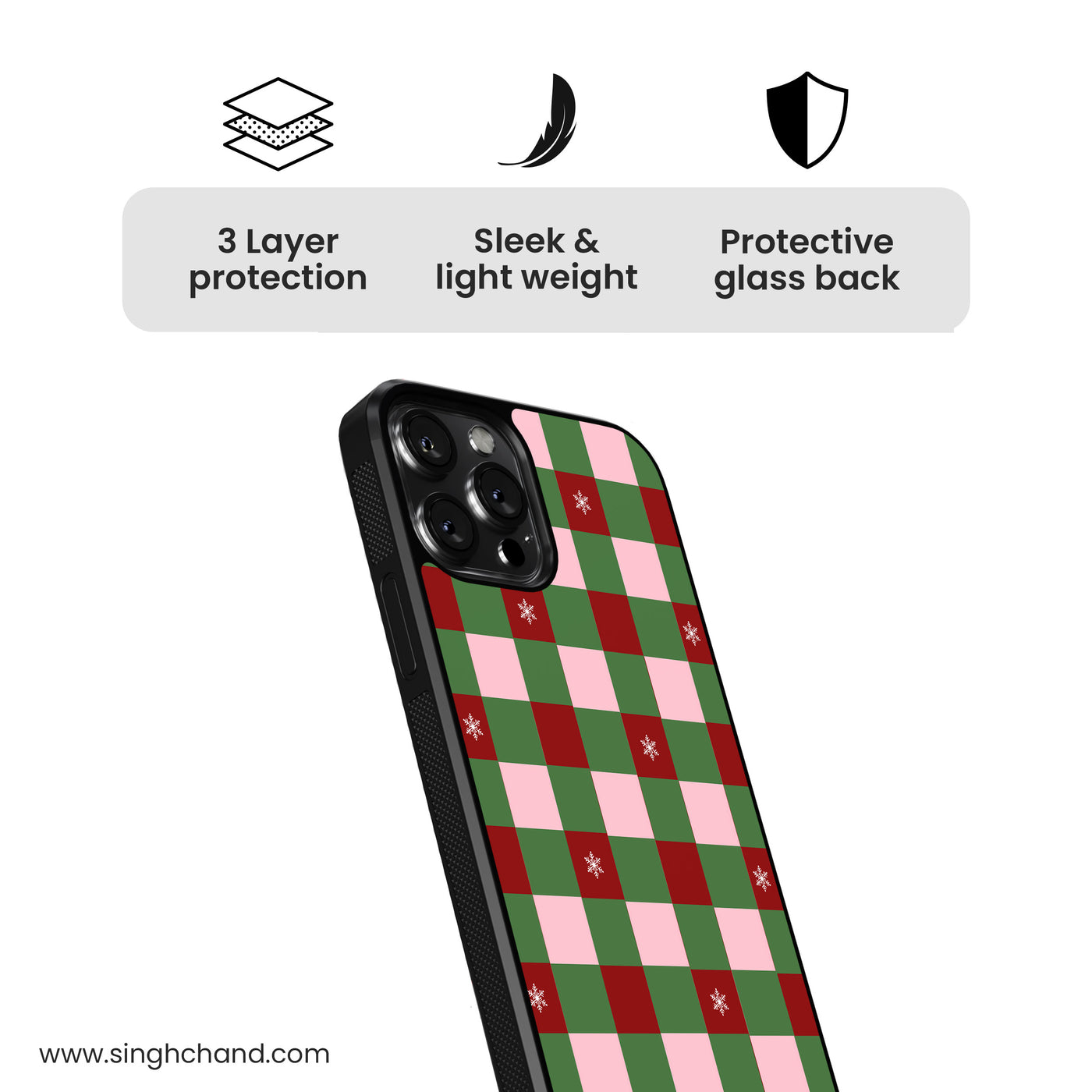 Frosted Festive Plaid Glass Phone Case