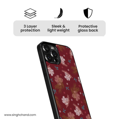 Festive Pinecone Themed Glass Phone Case