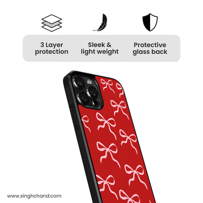 Red and Rosy Bow Glass Phone Case