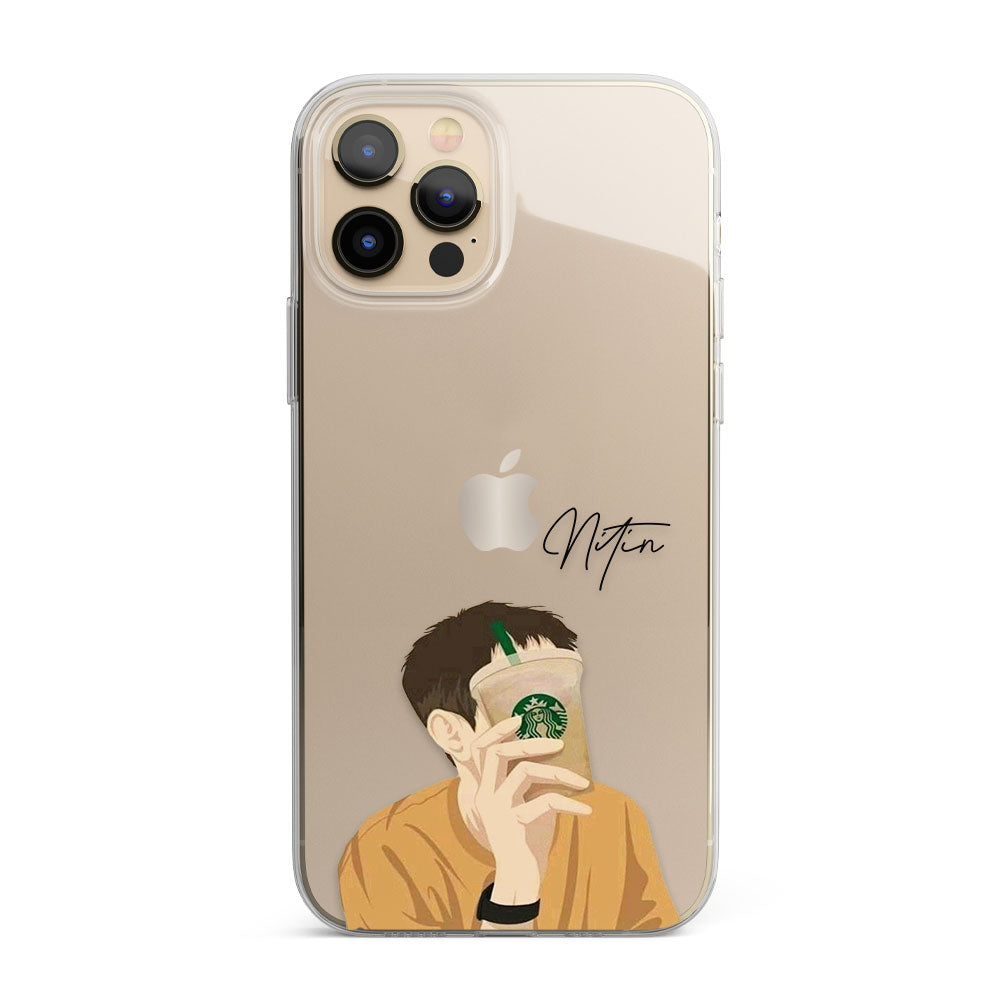 Boy with the Coffee Personalised Name Silicon Phone Case