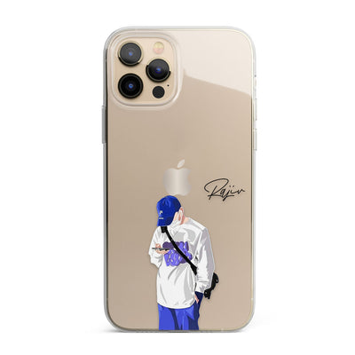Boy with a Phone Personalised Name Silicon Phone Case