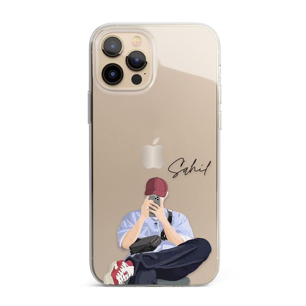 Mirror Selfie Cool Boy Personalised Name Silicon Phone Case