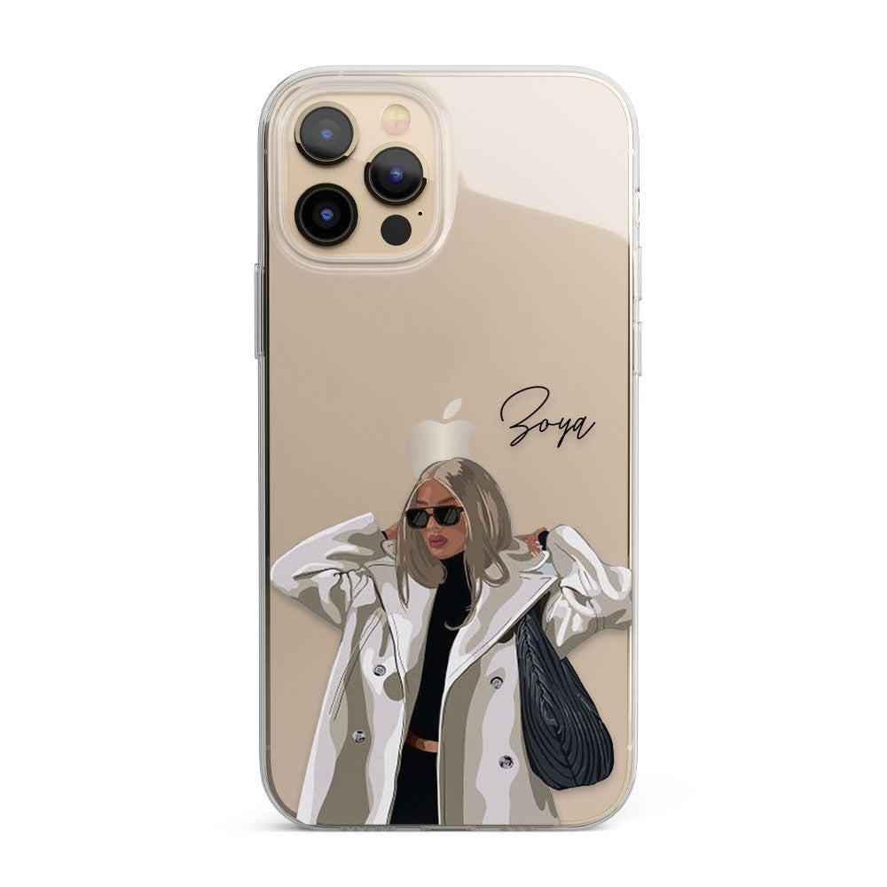 Short hair Girl Personalised Name Silicon Phone Case