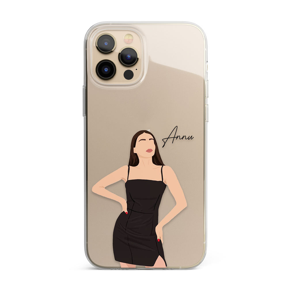 Girl In Black Dress Personalised Name Silicon Phone Case