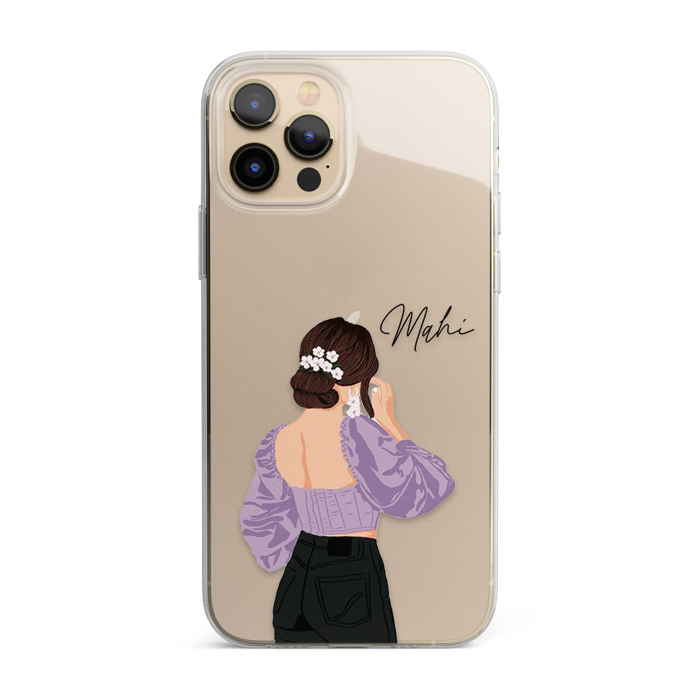 Flower Hair Girl Personalised Name Silicon Phone Case