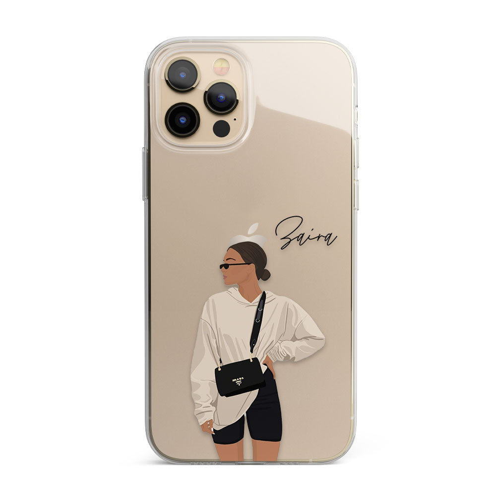 Casual Outfit Girl Personalised Name Silicon Phone Case