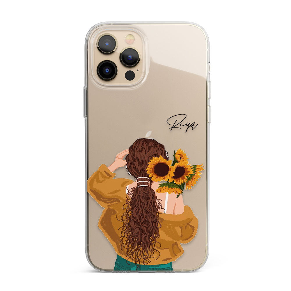 Sunflower Girl Personalised Name Silicon Phone Case