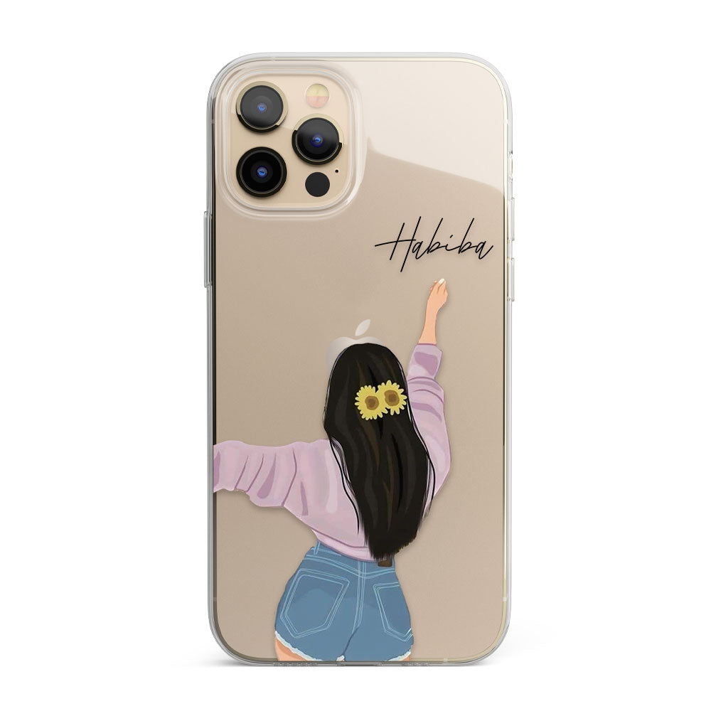 Sunflower Hair Girl Personalised Name Silicon Phone Case