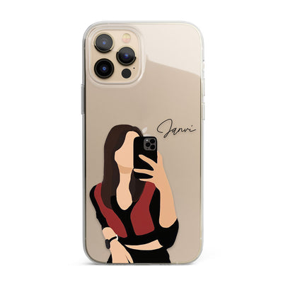 Long Hair Girl Personalised Name Silicon Phone Case