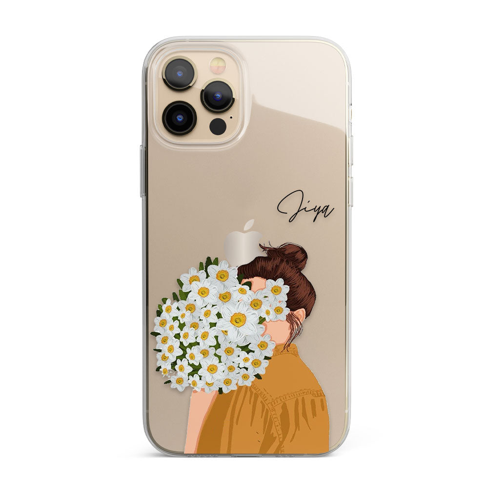 Daisy flower Girl Personalised Name Silicon Phone Case