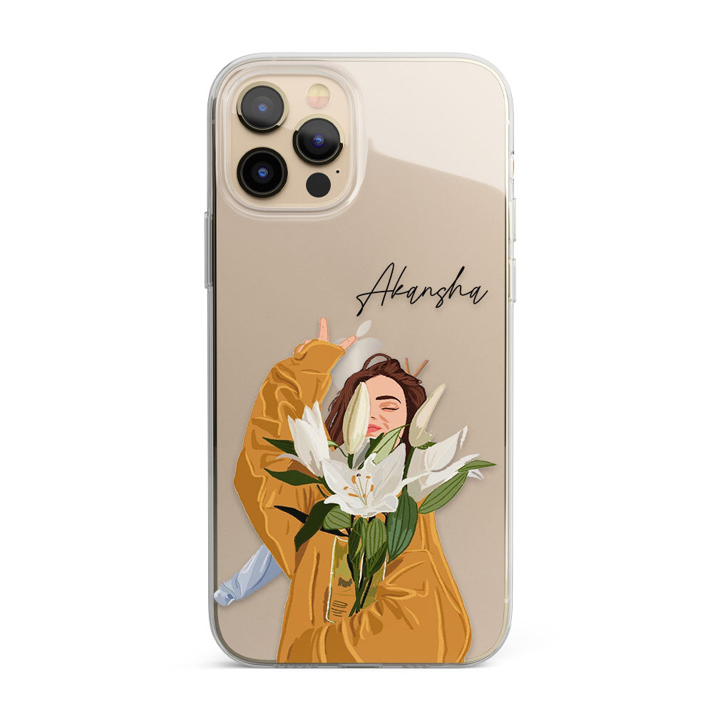 Carefree flower Girl Personalised Name Silicon Phone Case