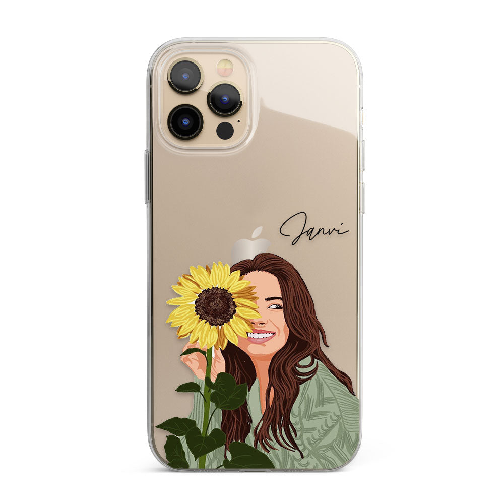 Floral Girl Personalised Name Silicon Phone Case