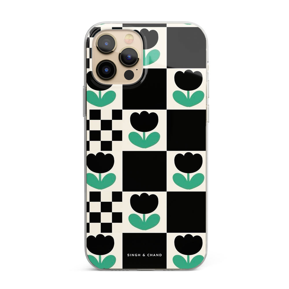 Checkered flower Silicon Phone Case