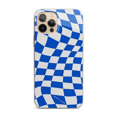 Blue wavy checkered Silicon Phone Case
