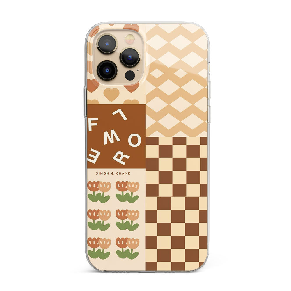 Brown mixed print Silicon Phone Case