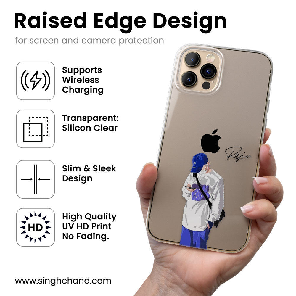Boy with a Phone Personalised Name Silicon Phone Case