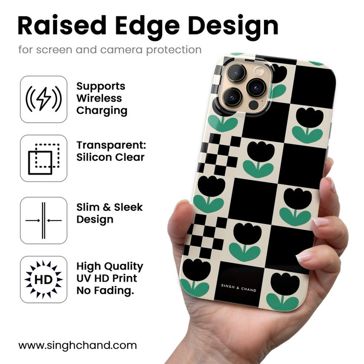 Checkered flower Silicon Phone Case