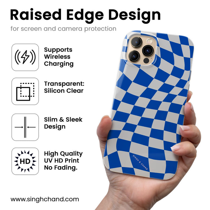 Blue wavy checkered Silicon Phone Case