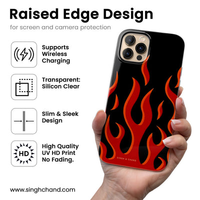 Red flame pinterest Silicon Phone Case