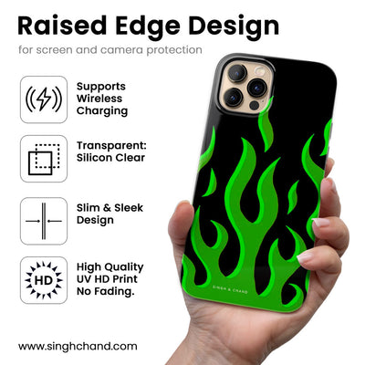 Green flame pinterest Silicon Phone Case