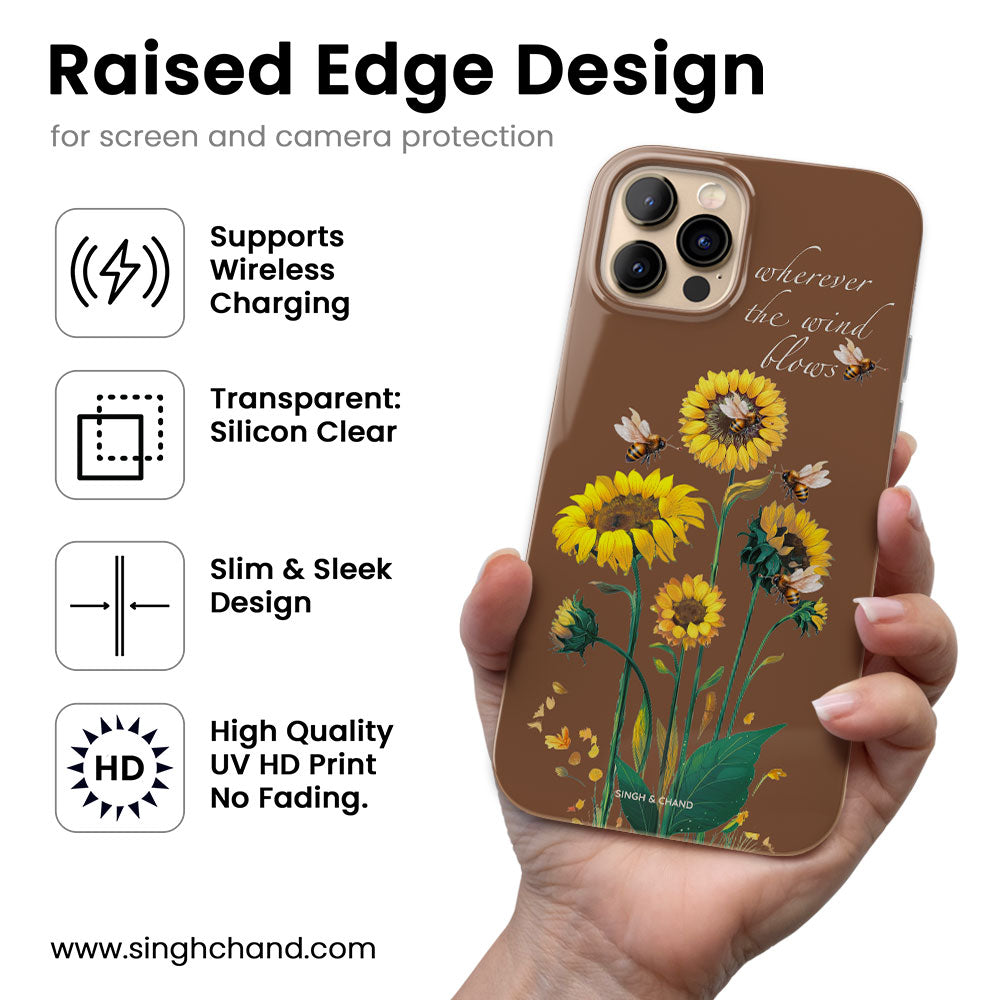 Sunflower and bees Silicon Phone Case