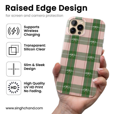 Plaid Elegance Bow Tie Silicon Phone Case