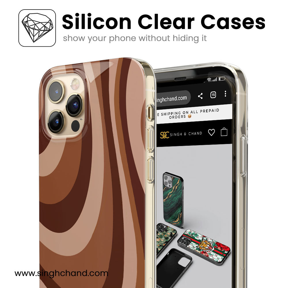 Brown swril pattern Silicon Phone Case