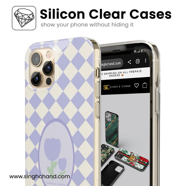 Checkered Bloom Silicon Phone Case