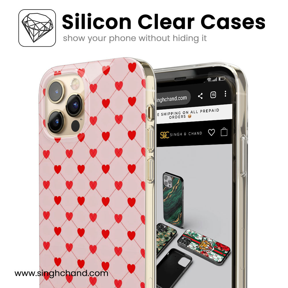 Pink Hearts Silicon Phone Case