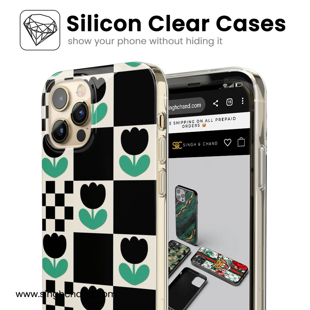 Checkered flower Silicon Phone Case