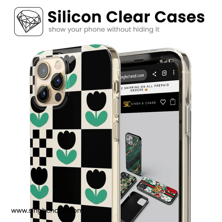 Checkered flower Silicon Phone Case