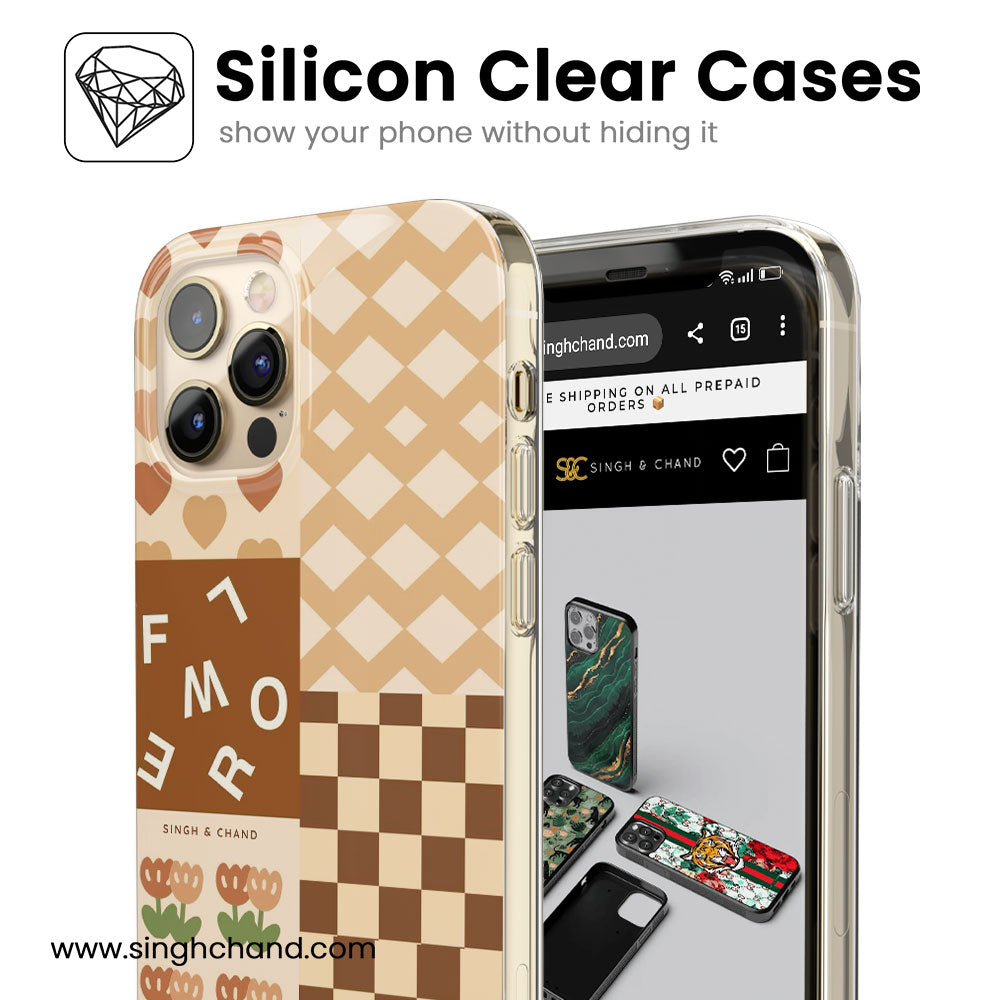 Brown mixed print Silicon Phone Case
