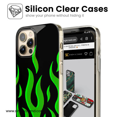 Green flame pinterest Silicon Phone Case