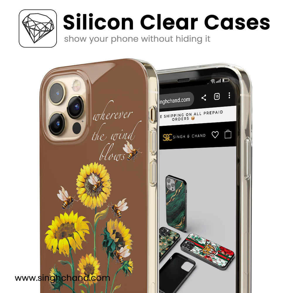 Sunflower and bees Silicon Phone Case