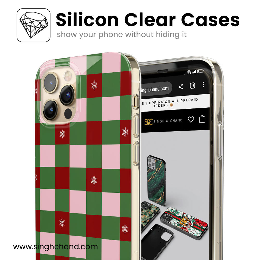 Frosted Festive Plaid Silicon Phone Case