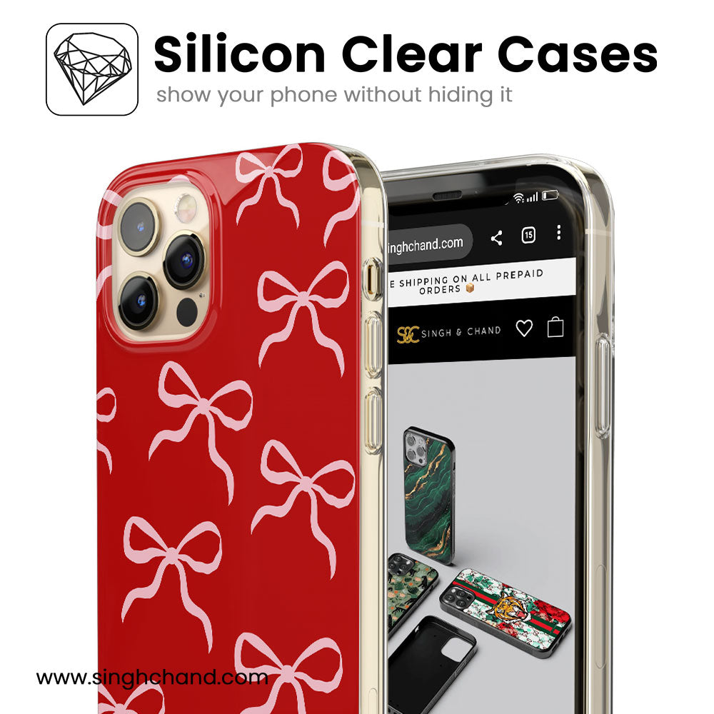 Red and Rosy Bow Silicon Phone Case