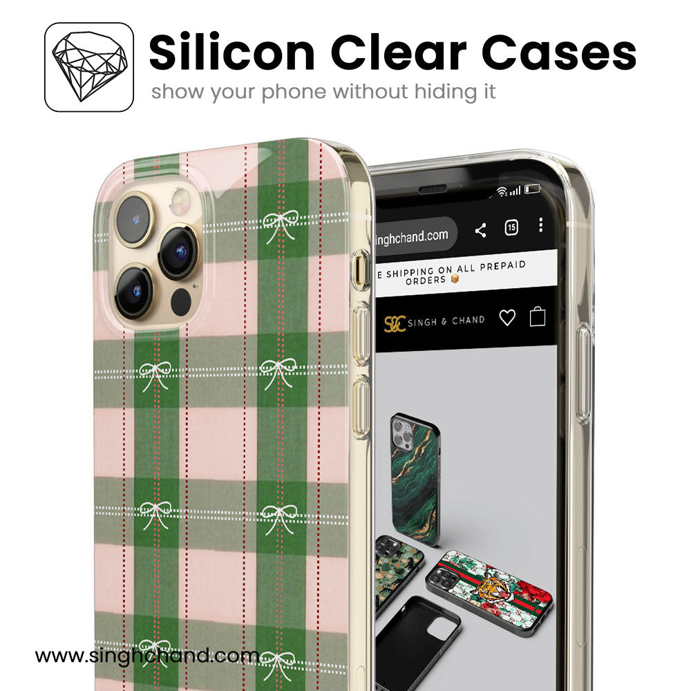 Plaid Elegance Bow Tie Silicon Phone Case