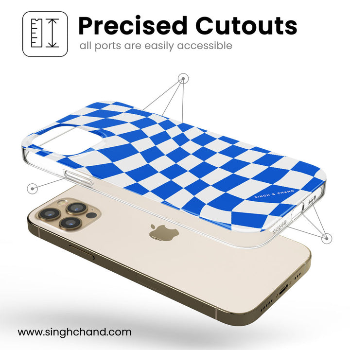 Blue wavy checkered Silicon Phone Case