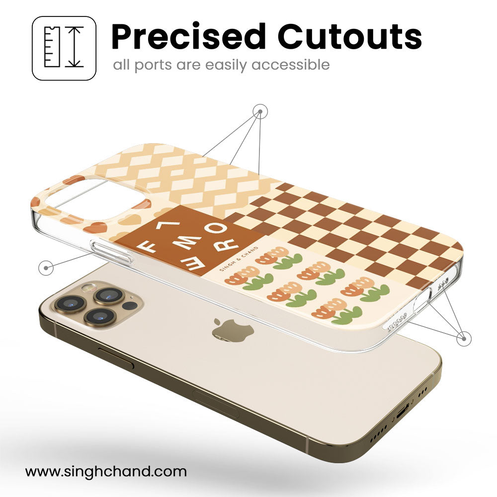 Brown mixed print Silicon Phone Case