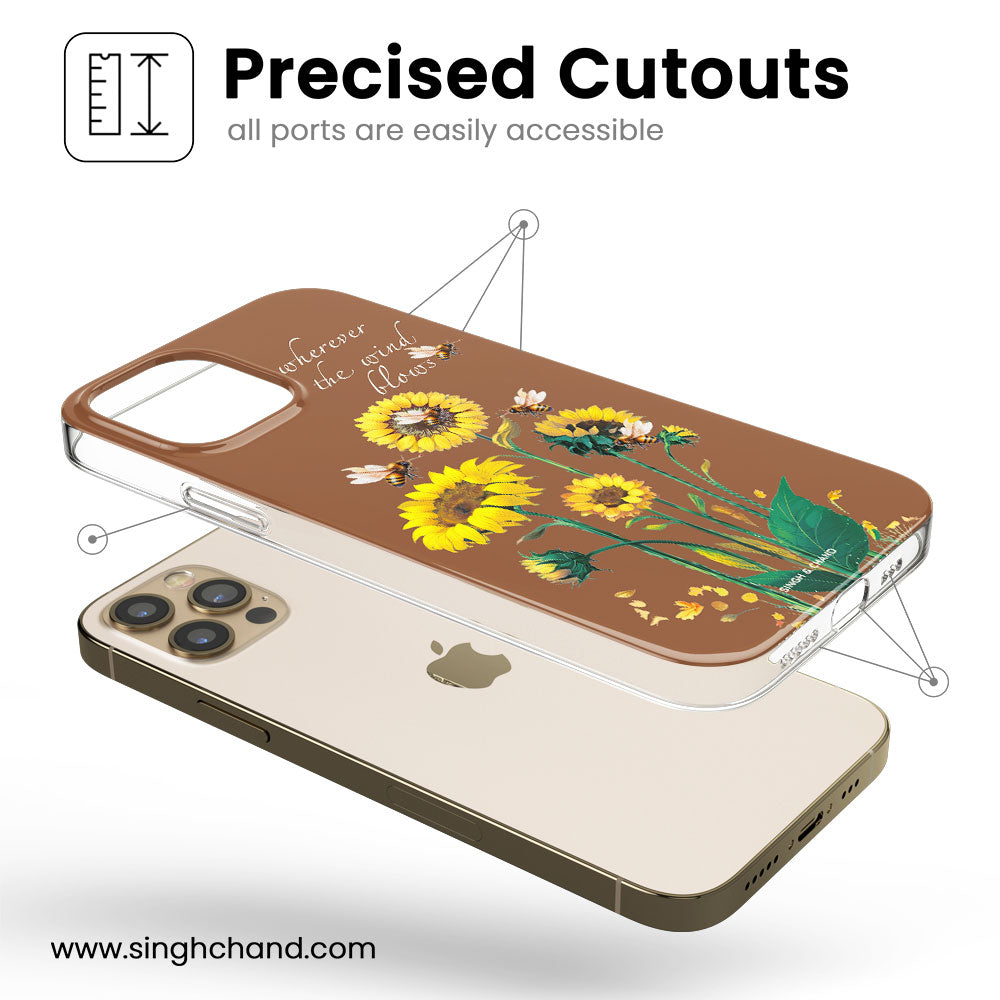 Sunflower and bees Silicon Phone Case