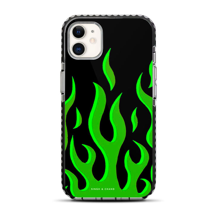 Green Flame Pinterest iPhone 11 Stride Phone Case
