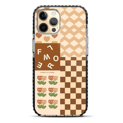 Brown Mixed Print iPhone 12 Pro Max Stride Phone Case