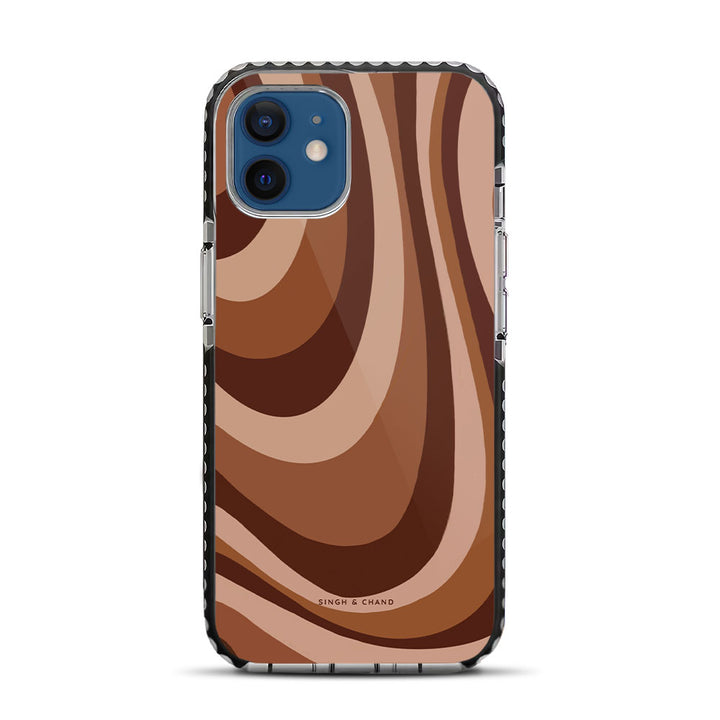 Brown swril pattern iPhone 12 Stride Phone Case