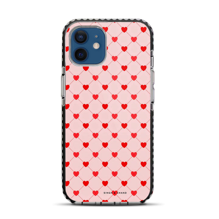 Pink Hearts iPhone 12 Stride Phone Case