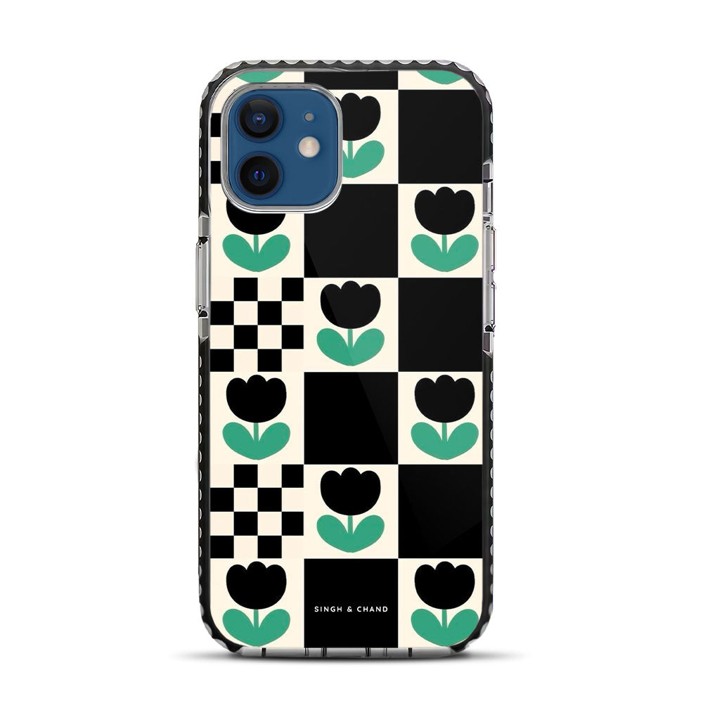 Checkered Flower iPhone 12 Stride Phone Case