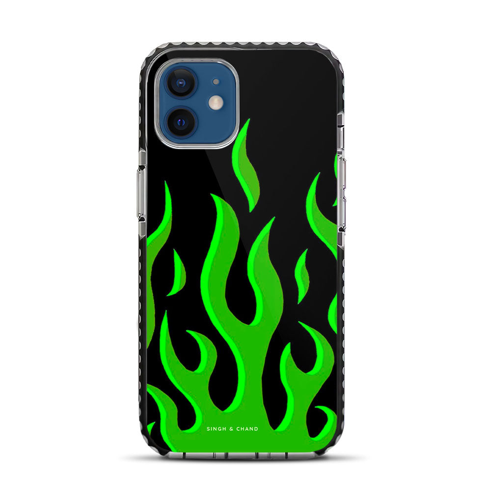 Green Flame Pinterest iPhone 12 Stride Phone Case