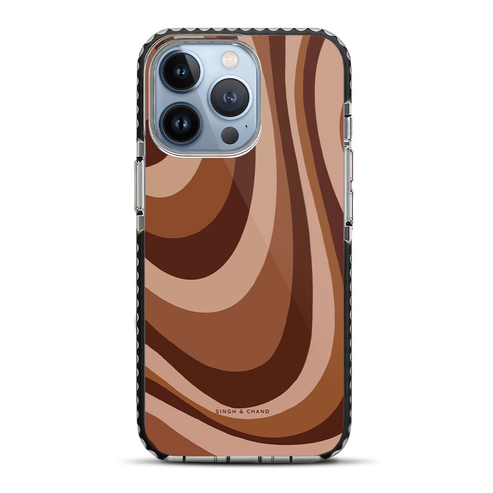 Brown swril pattern iPhone 13 Pro Max Stride Phone Case