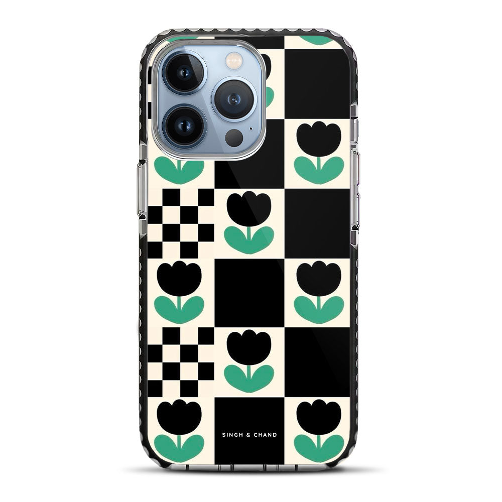 Checkered Flower iPhone 13 Pro Max Stride Phone Case