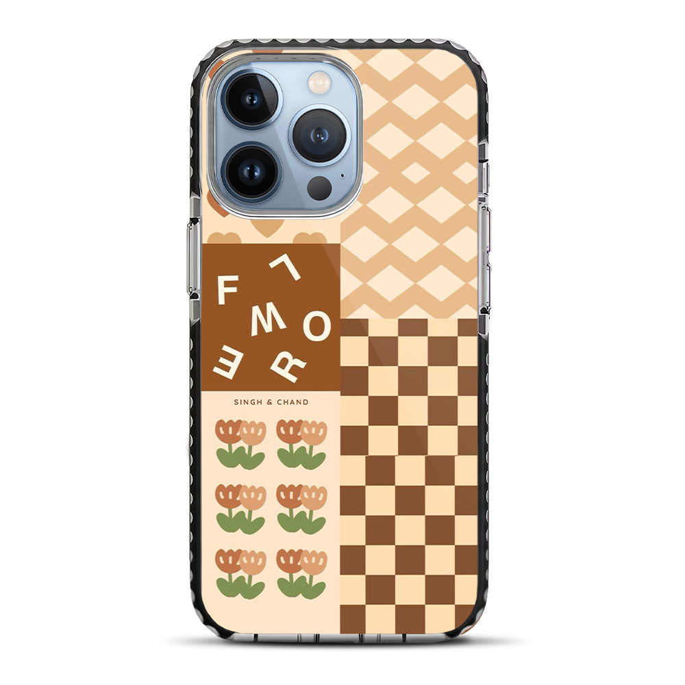 Brown Mixed Print iPhone 13 Pro Max Stride Phone Case